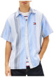 Thumbnail Chemise en coton bleu clair à rayures avec une coupe droite et un col à revers - Image 2