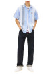 Thumbnail Chemise en coton bleu clair à rayures avec une coupe droite et un col à revers - Image 4