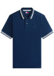 Thumbnail Polo en coton marine uni avec une coupe droite et un col à revers