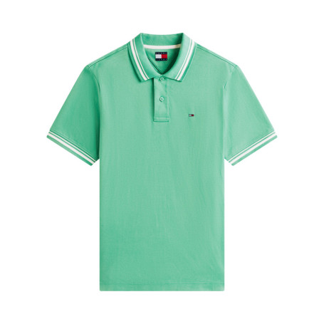 Polo en coton vert uni avec une coupe droite et...