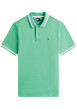 Thumbnail Polo en coton vert uni avec une coupe droite et un col à revers