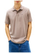 Thumbnail Polo en coton taupe uni avec une coupe droite et un col à revers - Image 2