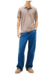 Thumbnail Polo en coton taupe uni avec une coupe droite et un col à revers - Image 4
