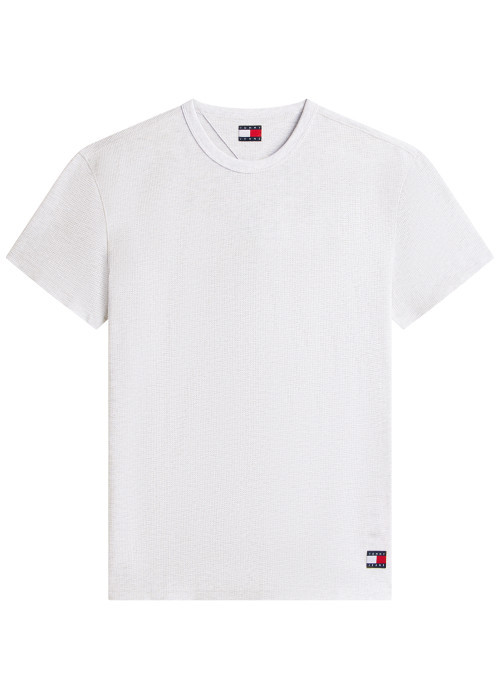 T-shirt gris uni avec une coupe droite et des manches courtes