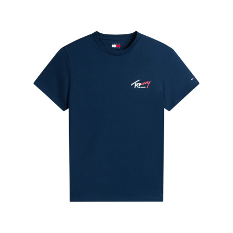 T-shirt en coton marine uni avec une coupe...