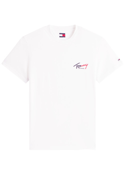 T-shirt en coton blanc uni avec une coupe droite et un col rond