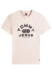 Thumbnail T-shirt en coton beige imprimé avec une coupe droite et un col rond