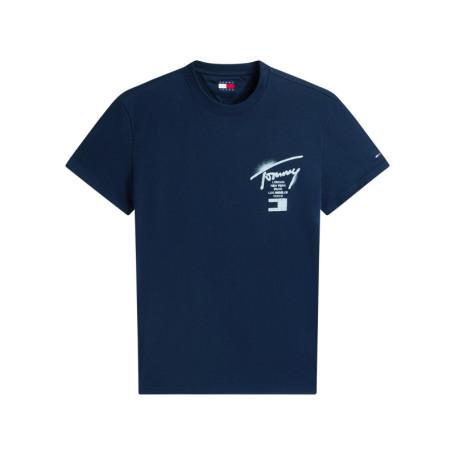 T-shirt en coton marine imprimé avec une coupe...