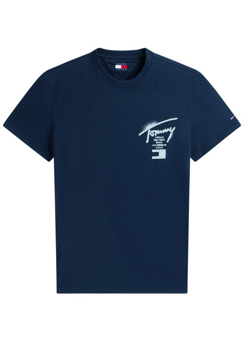 T-shirt en coton marine imprimé avec une coupe...