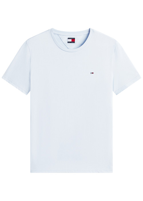 T-shirt ciel uni avec une coupe droite et des manches courtes