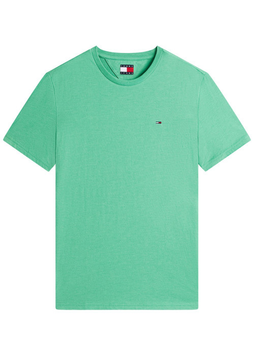 T-shirt vert uni avec une coupe droite et des manches courtes