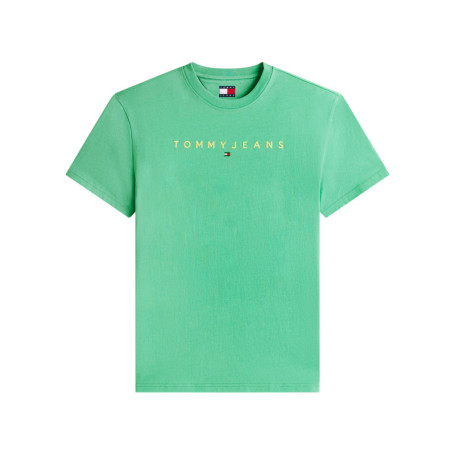 T-shirt en coton vert uni avec une coupe droite...