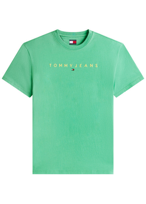 T-shirt en coton vert uni avec une coupe droite...