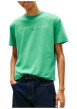 Thumbnail T-shirt en coton vert uni avec une coupe droite et un col rond - Image 2