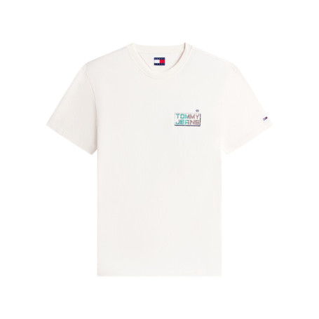 T-shirt en coton beige imprimé avec une coupe...