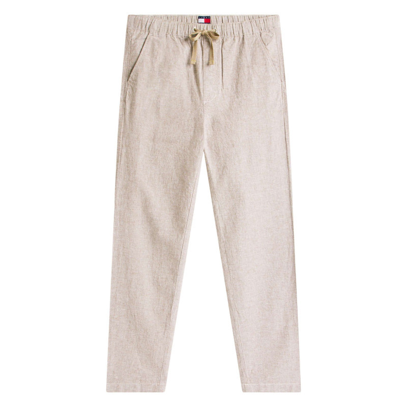 Tommy Jeans - Pantalon Chino En Lin Et Coton Taupe Uni Avec Une Coupe Droite - Autre