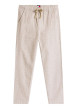 Thumbnail Pantalon Chino en lin et coton taupe uni avec une coupe droite