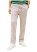 Thumbnail Pantalon Chino en lin et coton taupe uni avec une coupe droite - Image 2