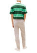 Thumbnail Pantalon Chino en lin et coton taupe uni avec une coupe droite - Image 3