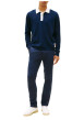 Thumbnail Pantalon Chino en coton marine uni avec une coupe slim à zip et à bouton - Image 3