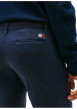 Thumbnail Pantalon Chino en coton marine uni avec une coupe slim à zip et à bouton - Image 4