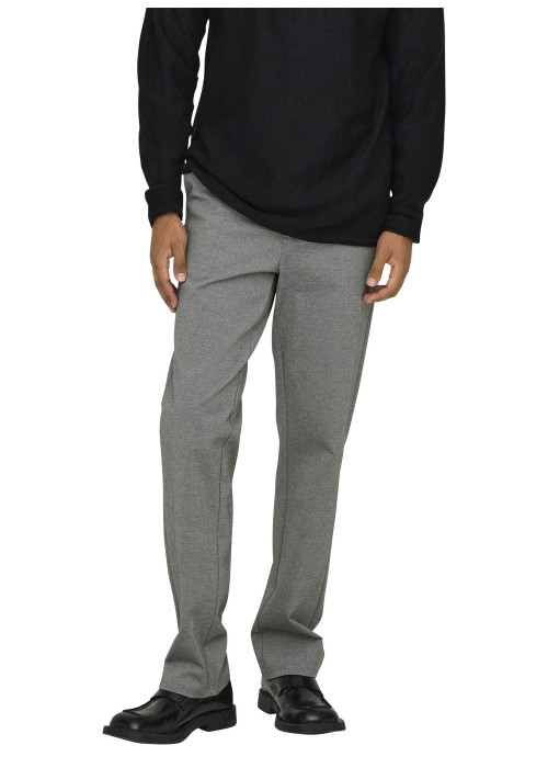 Pantalon Chino gris uni avec une coupe droite à zip et à bouton