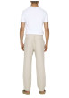 Thumbnail Pantalon Jogging en coton et lin mélangé écru uni avec une coupe droite - Image 2