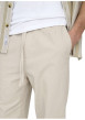 Thumbnail Pantalon Jogging en coton et lin mélangé écru uni avec une coupe droite - Image 3