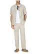 Thumbnail Pantalon Jogging en coton et lin mélangé écru uni avec une coupe droite - Image 5