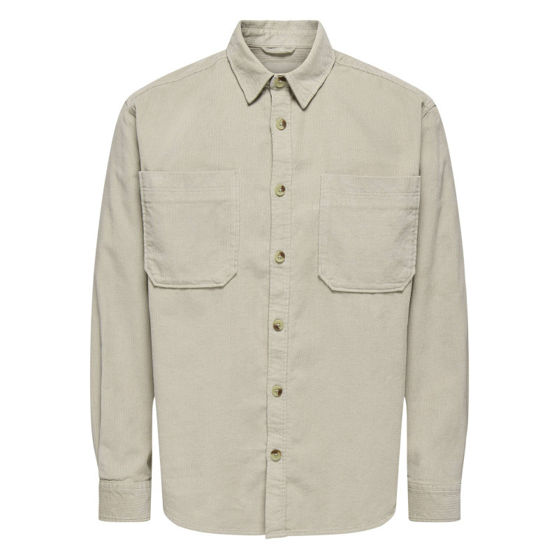Only&sons - Chemise écrue Unie En Coton Avec Une Coupe Droite Et Un Col à Revers - Beige Only&sons - Chemise écrue Unie En Coton Avec Une Coupe Droite Et Un Col à Revers - Beige