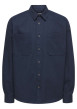 Thumbnail Chemise indigo unie en coton avec une coupe droite et un col à revers