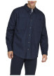 Thumbnail Chemise indigo unie en coton avec une coupe droite et un col à revers - Image 3