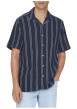 Thumbnail Chemise marine à rayures avec une coupe droite et un col à revers - Image 3