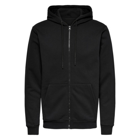 Sweat noir uni en coton mélangé avec une coupe...