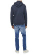 Thumbnail Sweat marine uni avec une coupe droite et un col à capuche - Image 3