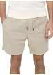 Thumbnail Short Jogging écru uni en coton avec une coupe droite et revêtement en velours - Image 3