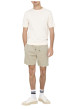 Thumbnail Short Jogging écru uni en coton avec une coupe droite et revêtement en velours - Image 4