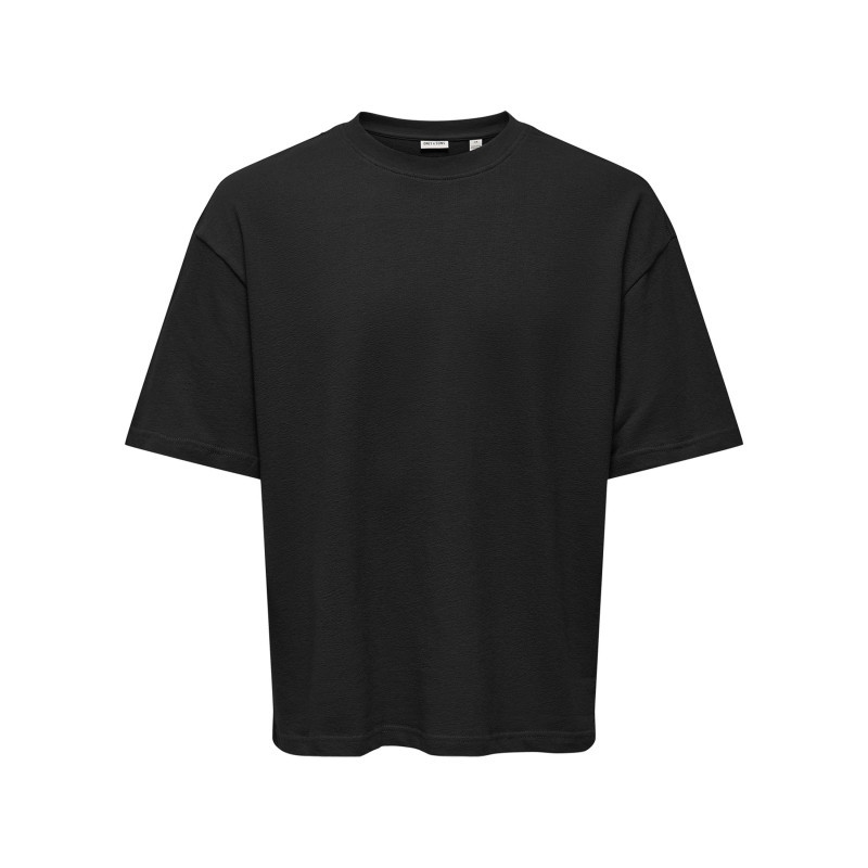Only&sons - T-shirt En Coton Noir Uni Avec Une Coupe Oversize Et Un Col Rond - Noir Only&sons - T-shirt En Coton Noir Uni Avec Une Coupe Oversize Et Un Col Rond - Noir
