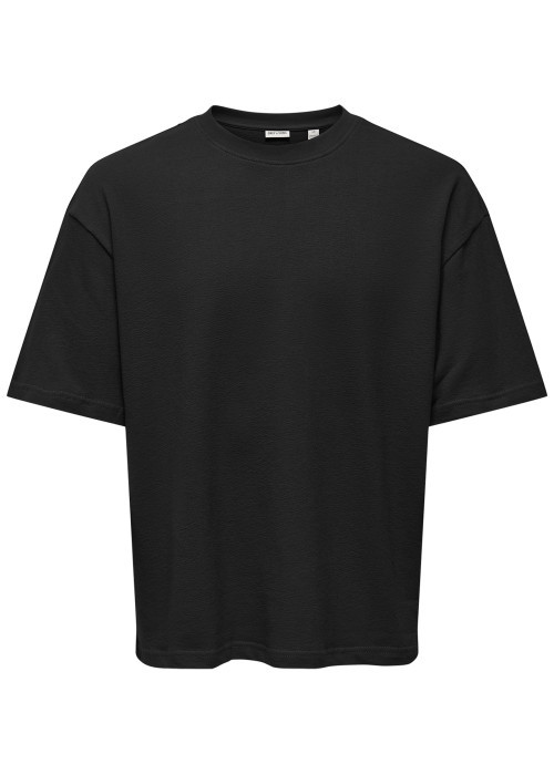 T-shirt en coton noir uni avec une coupe...