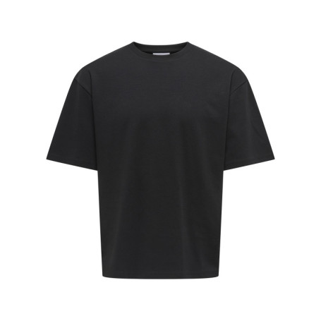 T-shirt noir uni avec une coupe droite et des...
