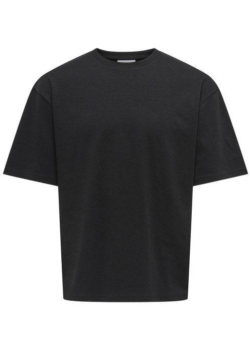 T-shirt noir uni avec une coupe droite et des manches courtes