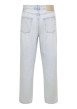 Thumbnail Jean Baggy en coton beige uni avec une coupe droite à zip et à bouton - Image 2