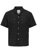 Thumbnail Chemise en coton noire unie avec une coupe droite et un col à revers