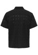 Thumbnail Chemise en coton noire unie avec une coupe droite et un col à revers - Image 2