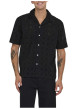 Thumbnail Chemise en coton noire unie avec une coupe droite et un col à revers - Image 3