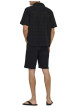Thumbnail Chemise en coton noire unie avec une coupe droite et un col à revers - Image 4