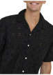 Thumbnail Chemise en coton noire unie avec une coupe droite et un col à revers - Image 5