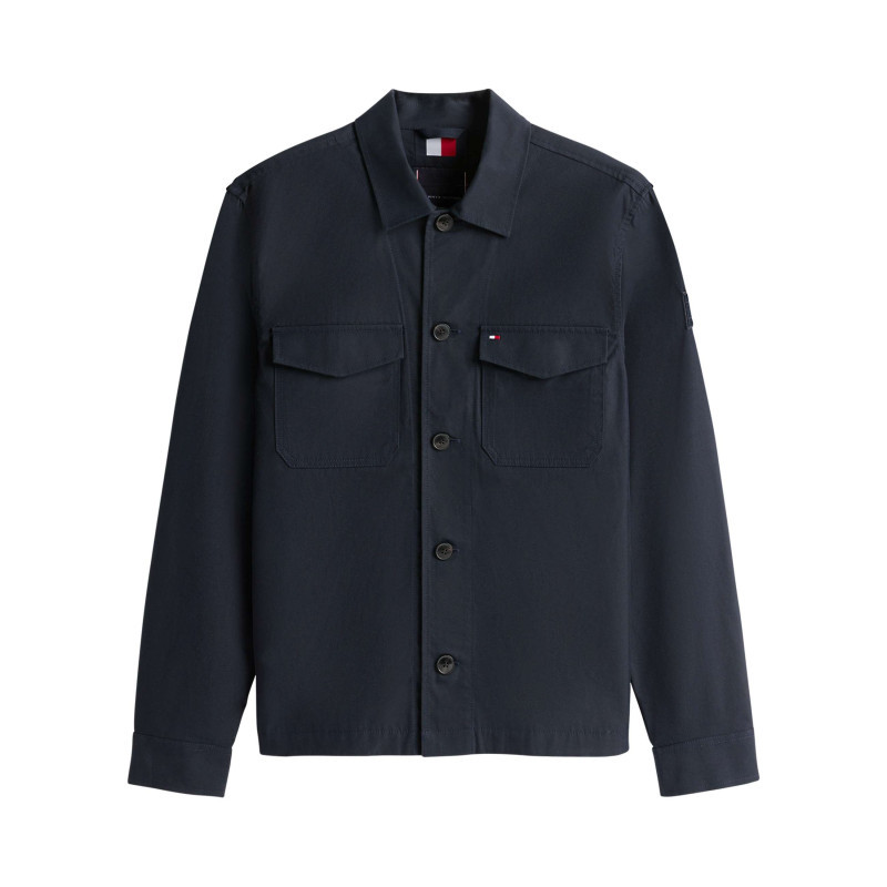 Tommy Hilfiger - Surchemise En Coton Mélangé Marine Pourvue D'une Fermeture Boutonnée - Bleu Foncé