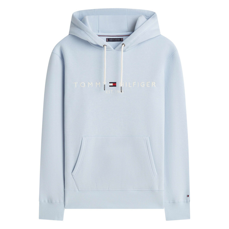 Tommy Hilfiger - Sweat Ciel à Coupe Ajustée Pourvu D'un Col à Capuche Avec Cordon De Serrage - Bleu Clair Tommy Hilfiger - Sweat Ciel à Coupe Ajustée Pourvu D'un Col à Capuche Avec Cordon De Serrage - Bleu Clair