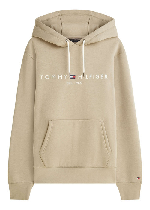 Sweat taupe à coupe ajustée pourvu d'un col à capuche avec cordon de serrage